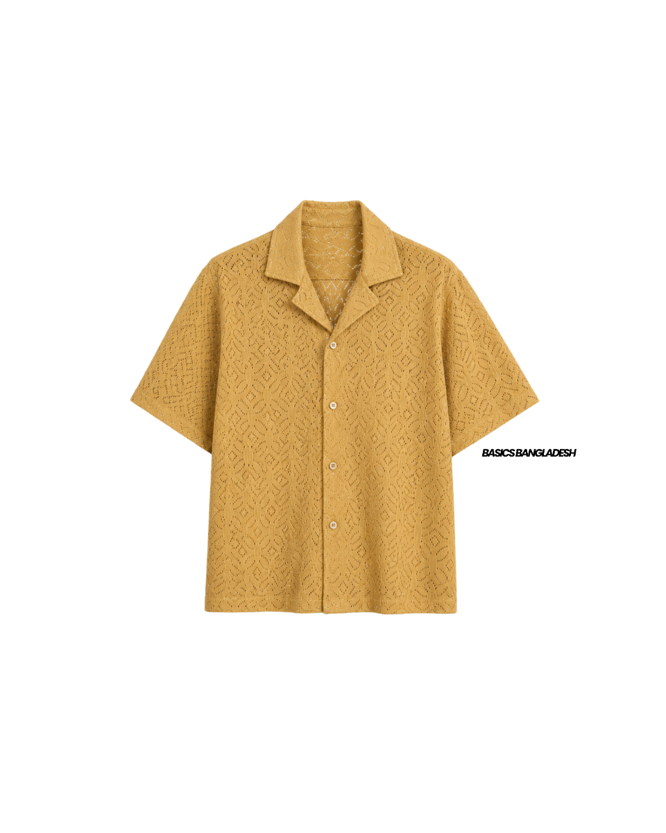 Basics Crochet Shirt In Mustard Colourway